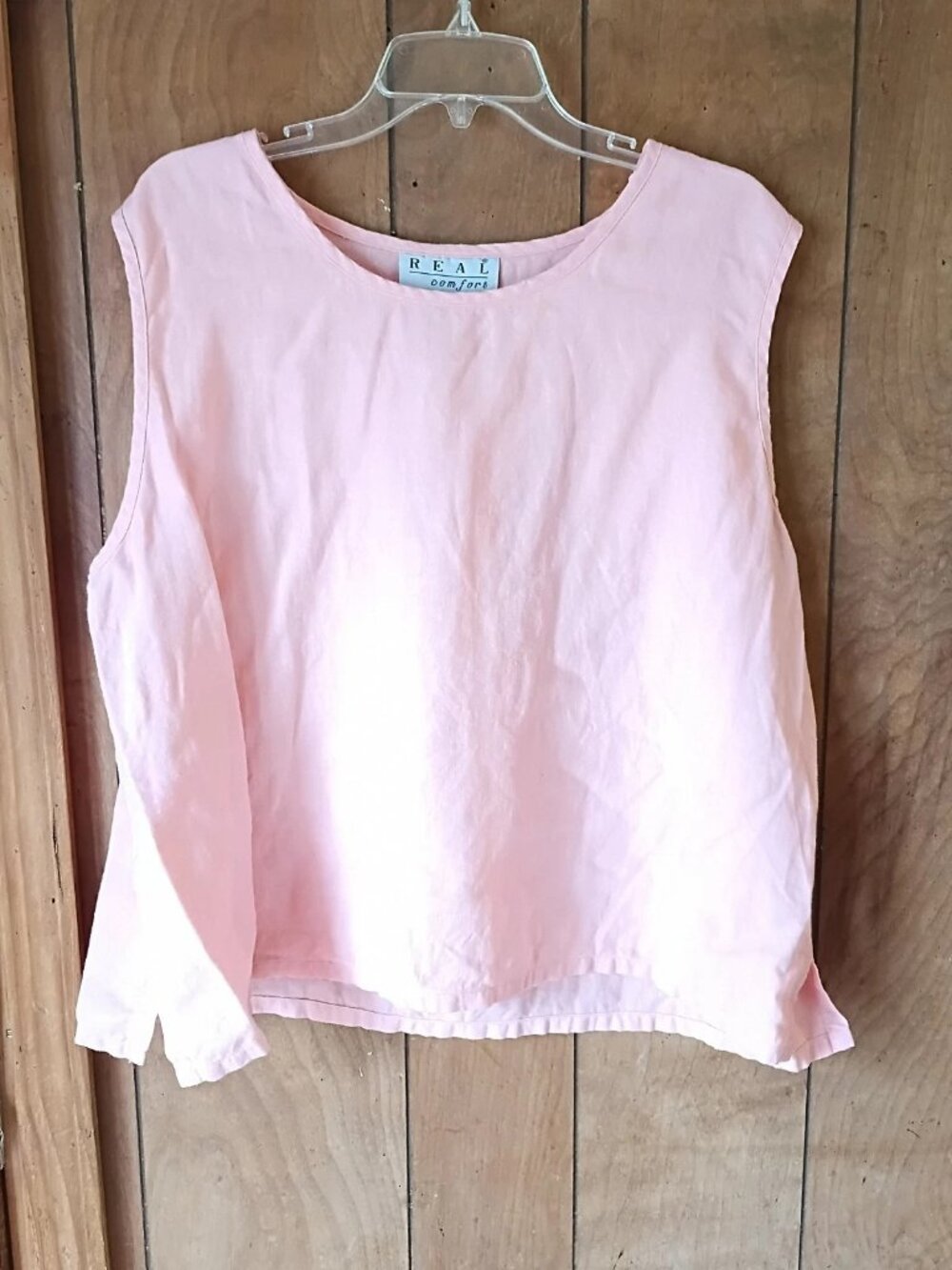 REAL Comfort Linen Tank Top Women's 2X Pink Sleeveless Pullover Casual